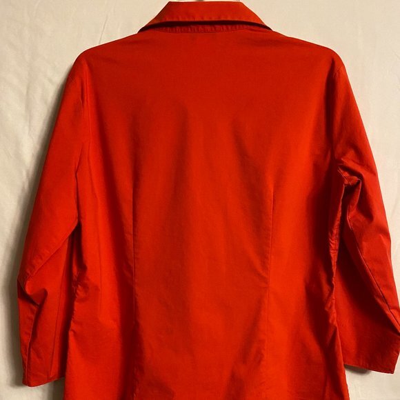 Preston & York Womens Stretch Red Blouse Top Decorative slits on sleeves.Size 14 - Picture 5 of 6